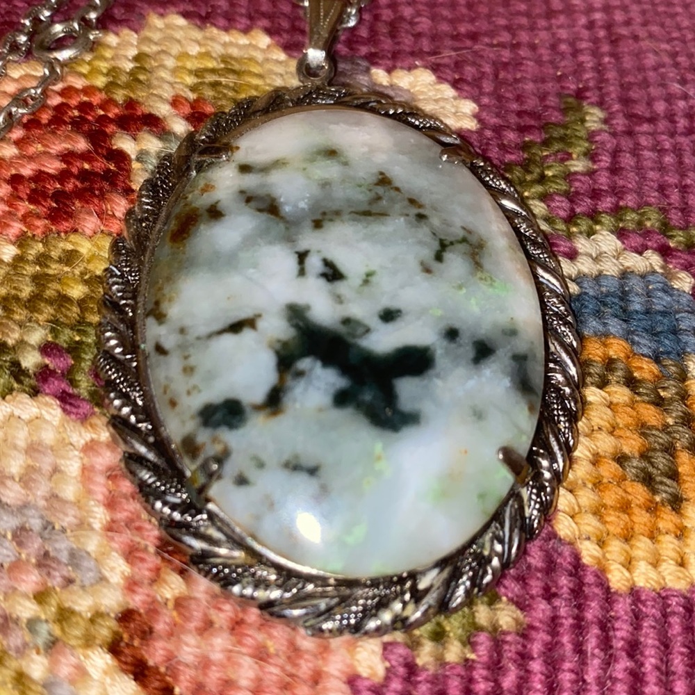 Vintage Moss Agate Stone Necklace